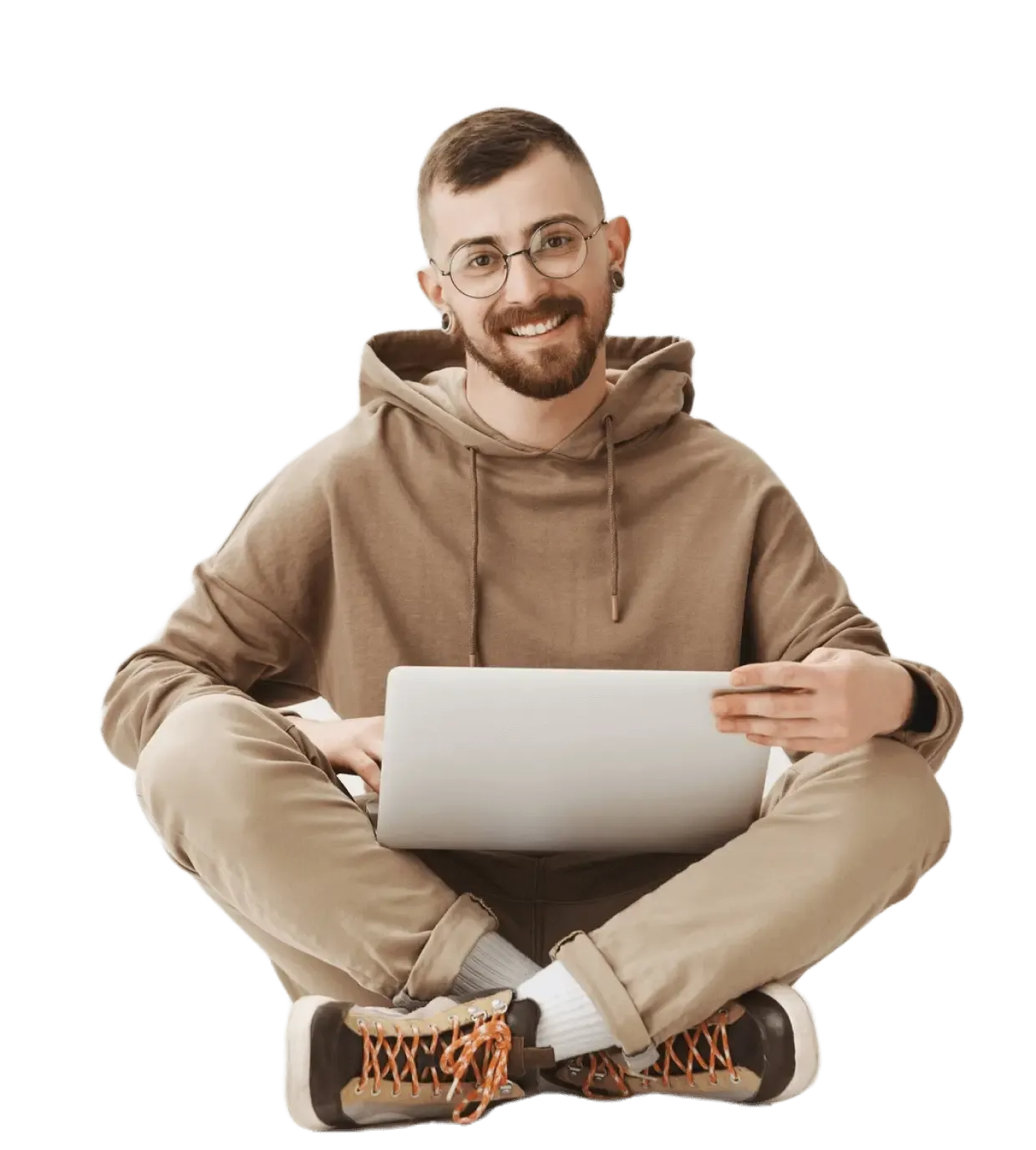 Person sitting with laptop
